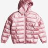 Pink Girls' Quilted Winter Jacket with Hood Roxy It Will Rain - unisex