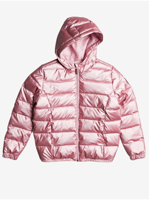 Pink Girls' Quilted Winter Jacket with Hood Roxy It Will Rain - unisex