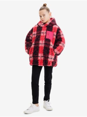 Pink Girly Winter Checkered Jacket Desigual Blake - Girls