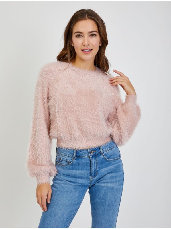 Pink Ladies Sweater with Balloon Sleeves ORSAY - Women Pink Ladies Sweater with Balloon Sleeves ORSAY - Women