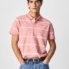 Pink Mens Striped Polo T-Shirt Pepe Jeans Farrell - Men