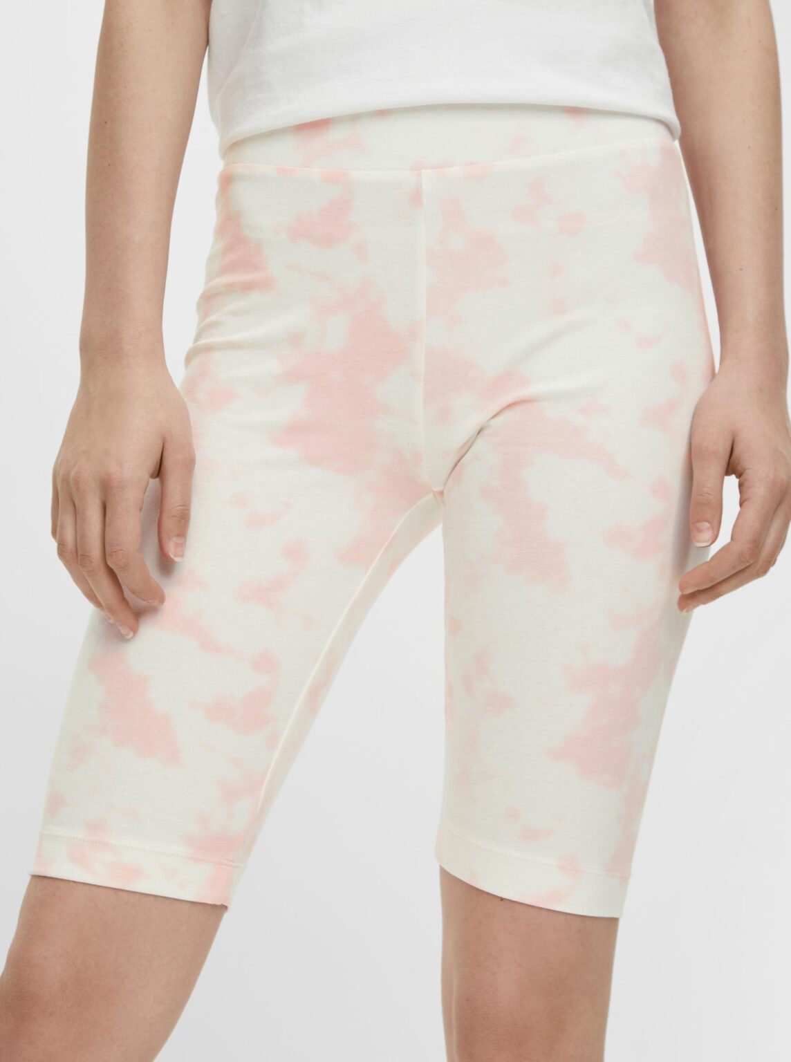 Pink-White Patterned Short Leggings Pieces Tabbi - Women's
