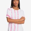 Pink-White Women's Patterned T-Shirt Roxy Over The Rainbo - Women