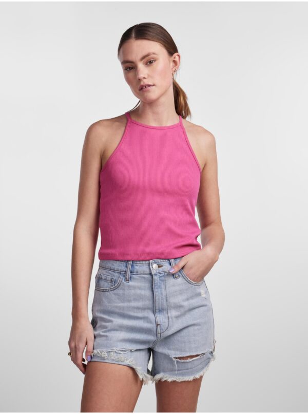 Pink Women's Ribbed Basic Tank Top Pieces Tina - Women