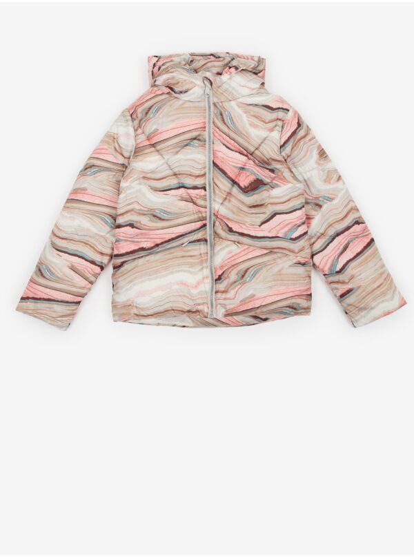 Pink-beige patterned quilted jacket with hood Tom Tailor - Girls