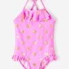 Pink girly patterned swimsuit name it Zuma - Girls