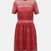 Pink lace dress with stand-up collar VILA Nelly - Women's