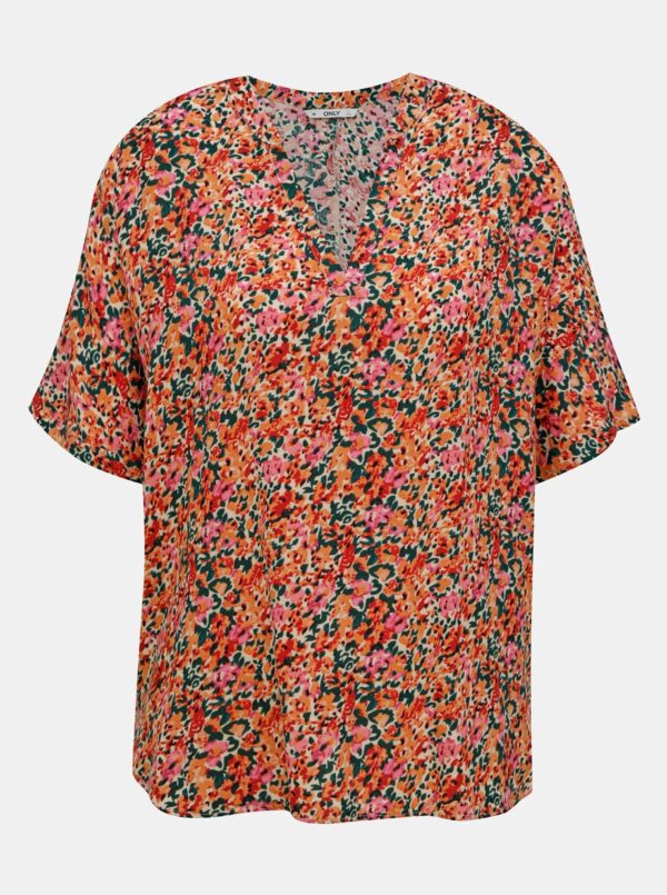Pink-orange floral loose blouse ONLY Nova - Women