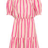 Pink striped linen dress with exposed shoulders ORSAY - Women