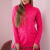 Pink sweater with stand-up collar