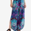 Pink-turquoise women's patterned loose trousers Desigual Lile-Lacroix - Women's