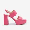 Pink women's leather heeled sandals Högl Cindy - Women's