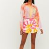 Pink-yellow short hooded jacket TALLY WEiJL - Women