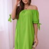 Pistachio dress with ties on the sleeves