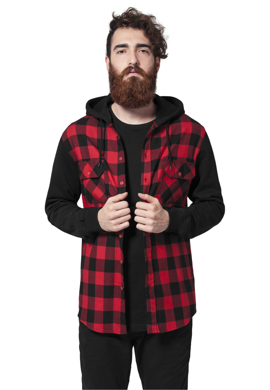 Plaid Shirt Flanell Sweat Sweat Sleeve Blk/Red/bl