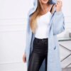 Plain sweater with a hood and pockets in blue