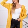 Plain sweater with hood and mustard pockets