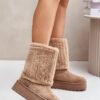 Platform snow boots with a turned-up upper beige Lisonea