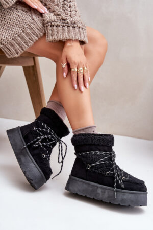 Platform snow boots with bindings black Izathiel