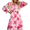 Pleated button-down long-sleeved midi dress Numoco