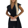 Pleated chiffon dress with a neckline and ruffles Numoco
