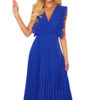 Pleated dress with ruffles and a Numoco neckline