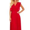 Pleated dress with ruffles and a Numoco neckline