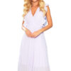 Pleated dress with ruffles and a Numoco neckline