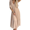 Pleated dress with ruffles on the shoulders and neckline Numoco