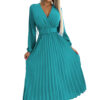 Pleated midi dress with a neckline