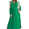 Pleated midi dress with neckline
