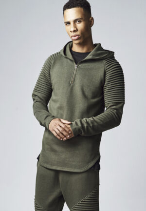 Pleated sleeves Terry Hoody olive