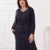 Plus Size dress with tie in black waist