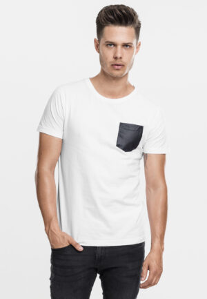 Pocket T-shirt made of synthetic leather wht/blk Pocket T-shirt made of synthetic leather wht/blk
