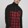 Polar Fleece Track Patterned Jacket Black/Red Plaid