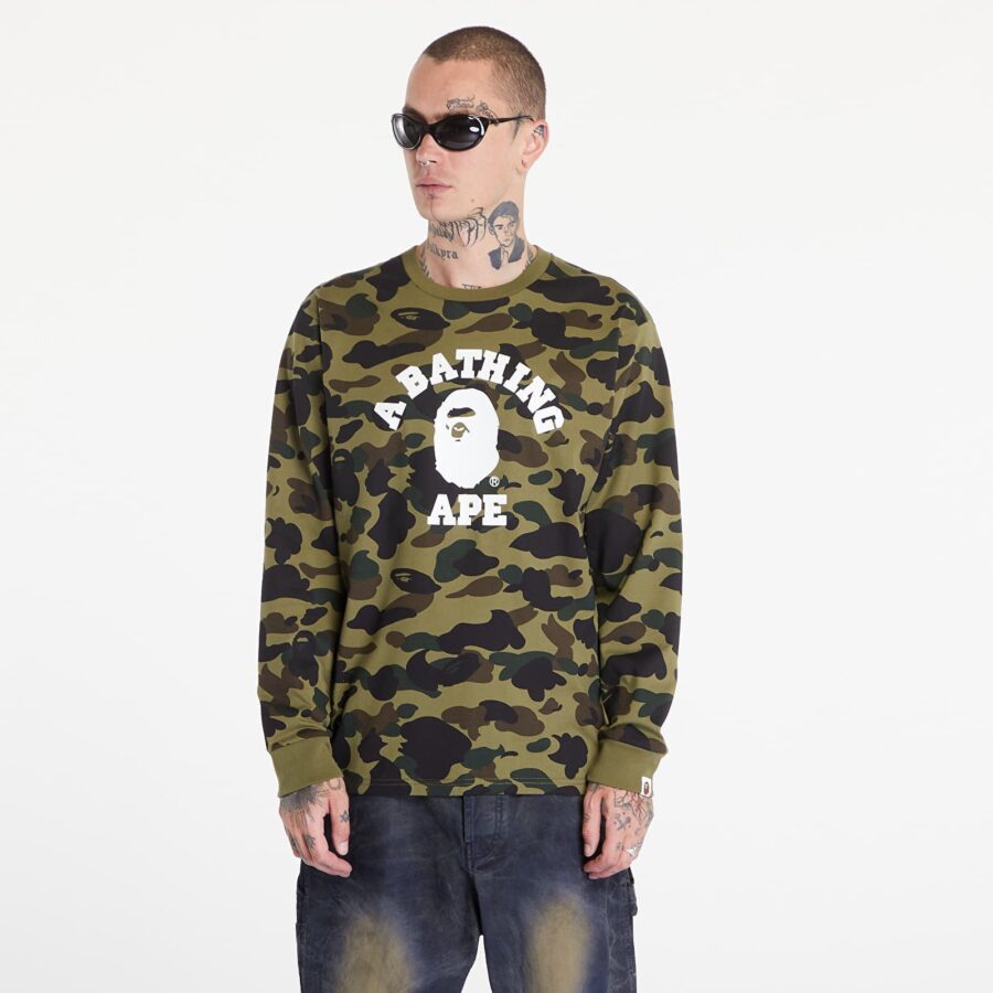 Póló A BATHING APE 1St Camo College Long Sleeve Tee Green XXL-alacsony-ár