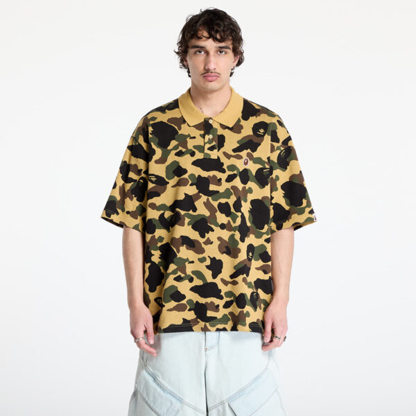 Póló A BATHING APE 1St Camo Jacquard Relaxed Fit Polo Shirt UNISEX Yellow L-alacsony-ár