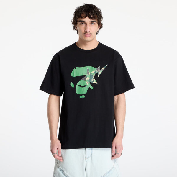 Póló A BATHING APE Abc Camo Ape Face Star Tee UNISEX Black S-alacsony-ár