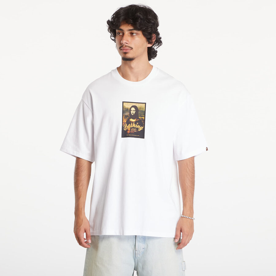 Póló A BATHING APE Art Print Relaxed Fit Short Sleeve Tee White S-alacsony-ár