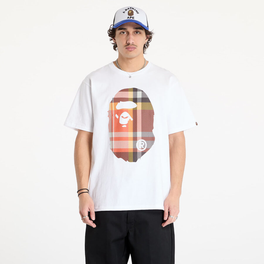 Póló A BATHING APE Bape Check Big Ape Head Tee White XL-alacsony-ár