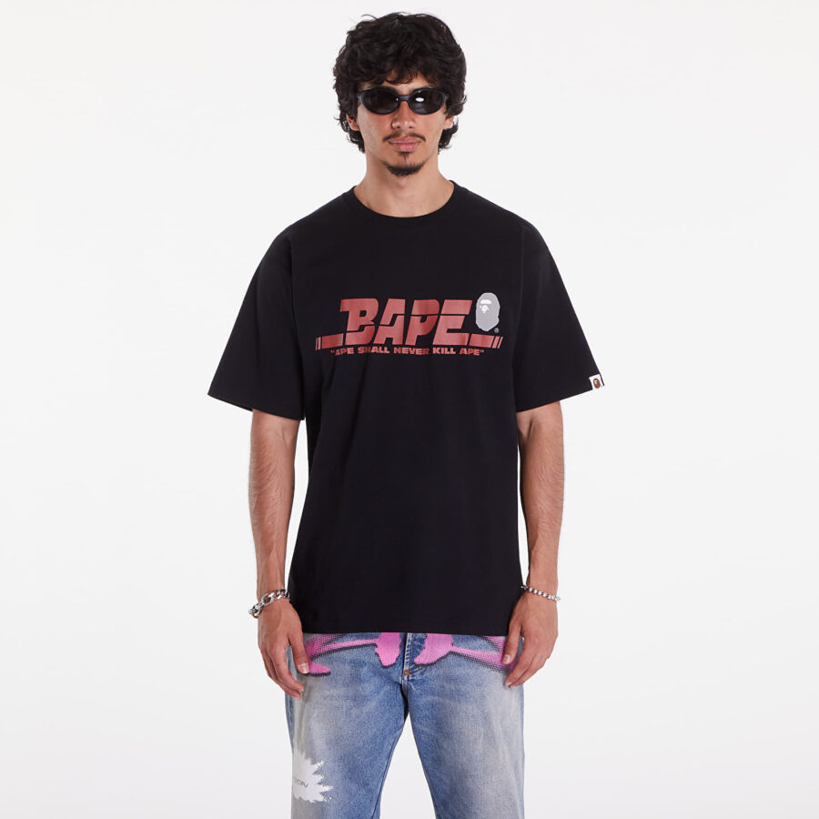 Póló A BATHING APE Bape Sports Logo Tee Black S-alacsony-ár