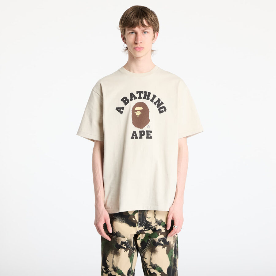 Póló A BATHING APE College Tee UNISEX Beige S-alacsony-ár