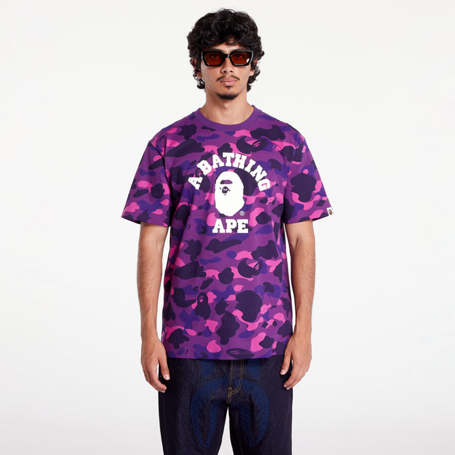 Póló A BATHING APE Color Camo College Tee Purple S-alacsony-ár