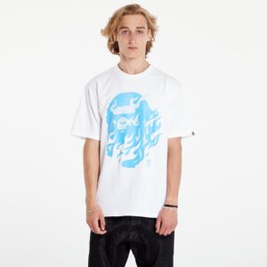 Póló A BATHING APE Flame Ape Head Tee White/ Blue XXL-alacsony-ár