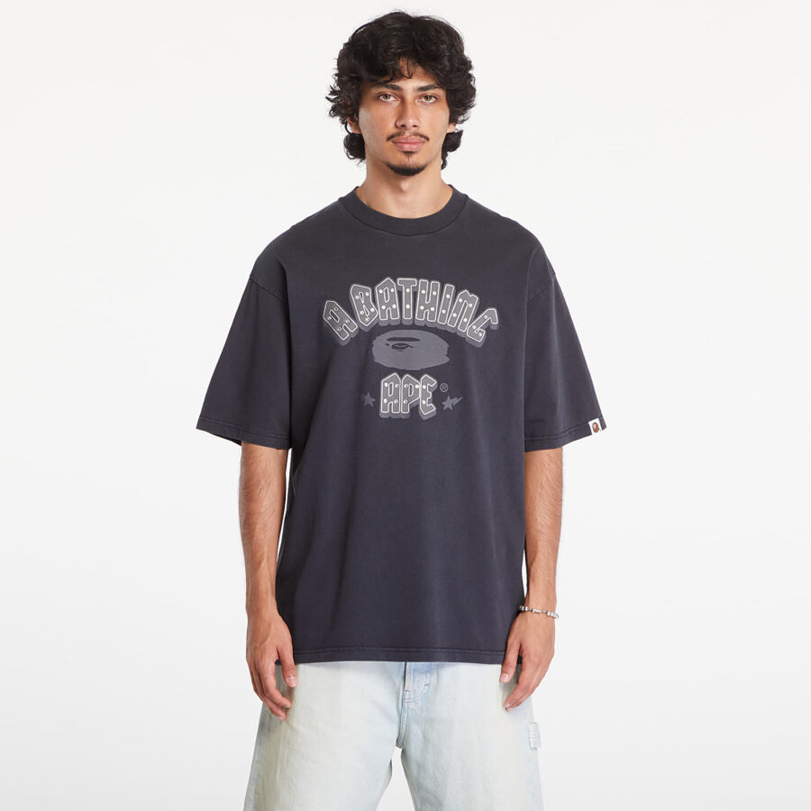 Póló A BATHING APE Garment Dye Rhinestone Logo Relaxed Fit Short Sleeve Tee Charcoal L-alacsony-ár