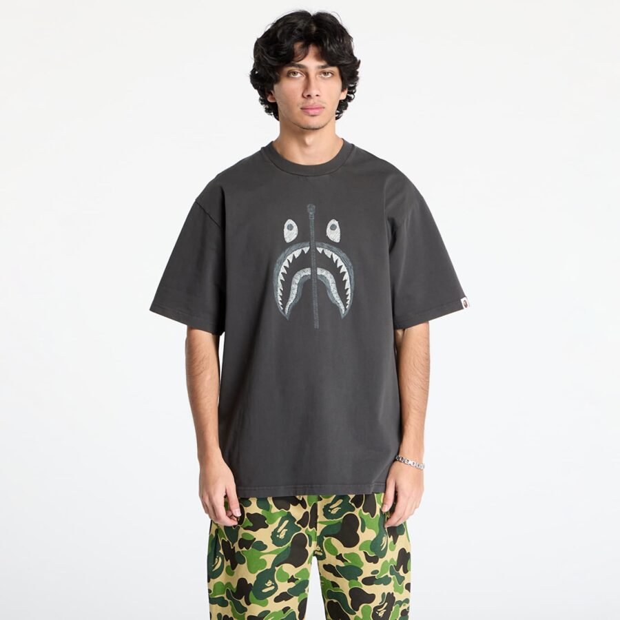 Póló A BATHING APE Garment Dye Shark Relaxed Fit Tee Black XL-alacsony-ár