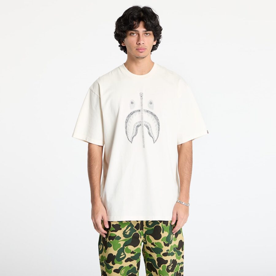 Póló A BATHING APE Garment Dye Shark Relaxed Fit Tee Ivory XL-alacsony-ár