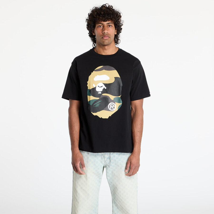 Póló A BATHING APE Giant 1St Camo Big Ape Head Tee UNISEX Black/ Yellow S-alacsony-ár