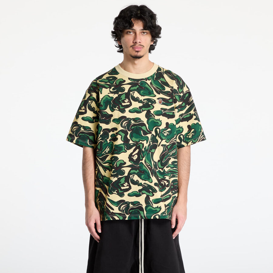 Póló A BATHING APE Marbling Camo One Point Relaxed Fit Tee UNISEX Green XXL-alacsony-ár