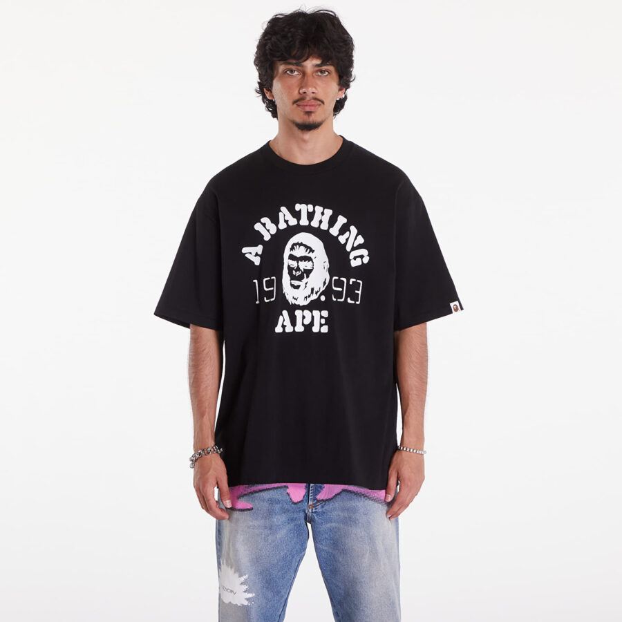 Póló A BATHING APE Og Ape Head College Relaxed Fit Tee Black S-alacsony-ár